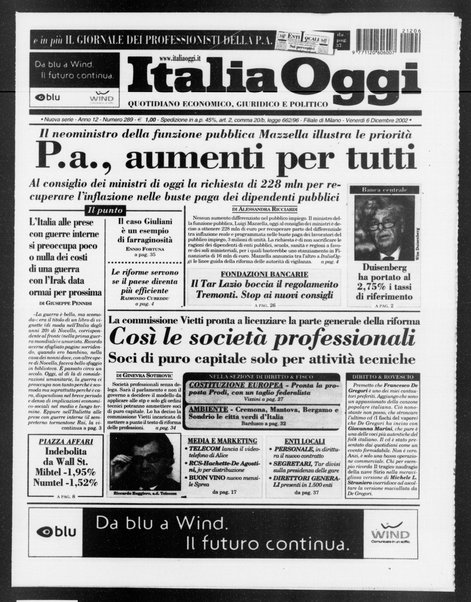 Italia oggi : quotidiano di economia finanza e politica